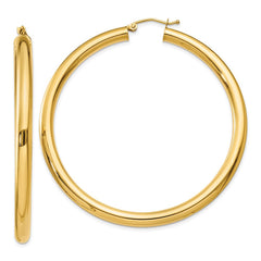 14K 4x55mm Polished Lightweight Tube Hoop Earrings