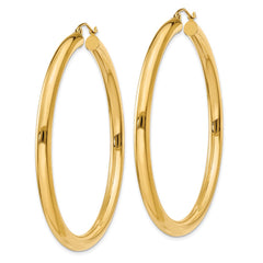 14K 4x55mm Polished Lightweight Tube Hoop Earrings