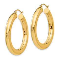 14k 5x35mm Polished Tube Hoop Earrings