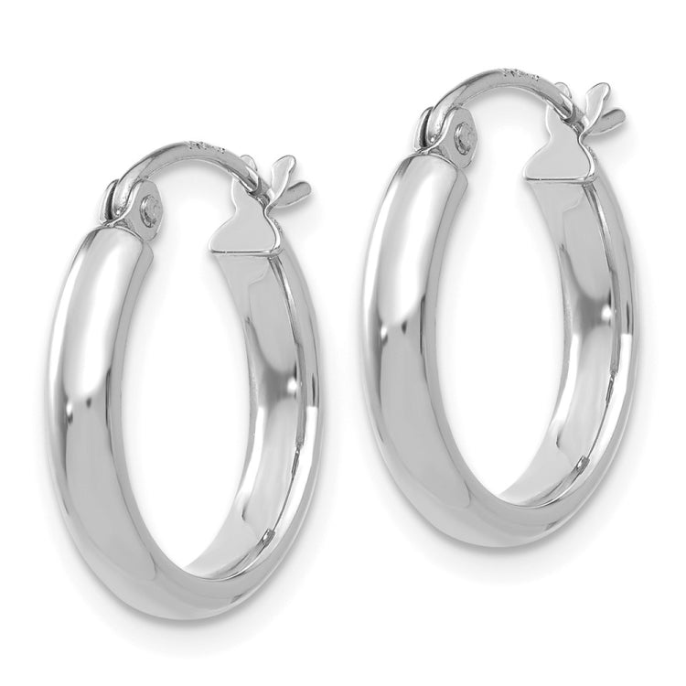 14k White Gold 2.75x16mm Polished Tube Hoop Earrings