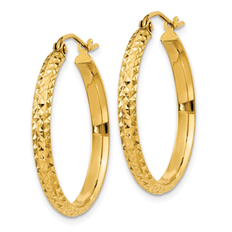 14K 2.8x25mm Diamond-cut Tube Hoop Earrings