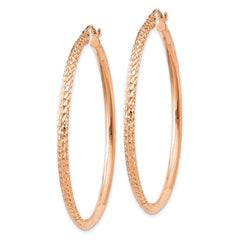 14K Rose Gold 2.5x45mm Knife-Edge Diamond-cut Tube Hoop Earrings