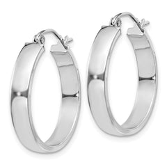 14k White Gold 4x25mm Polished Tube Hoop Earrings