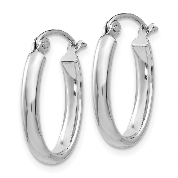 14k White Gold 2.75x18mm Polished Oval Tube Hoop Earrings