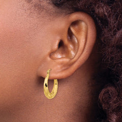 14k 3.5x22mm Polished Diamond-cut Tapered Hollow Hoop Earrings