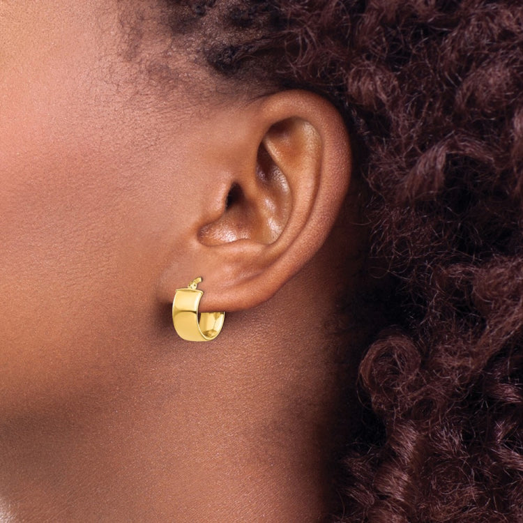 14k 7x14mm High Polished Tube Hoop Earrings