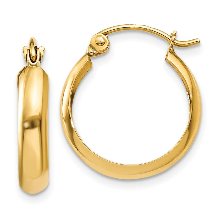 14k 3.5x14mm Polished Hoop Earrings