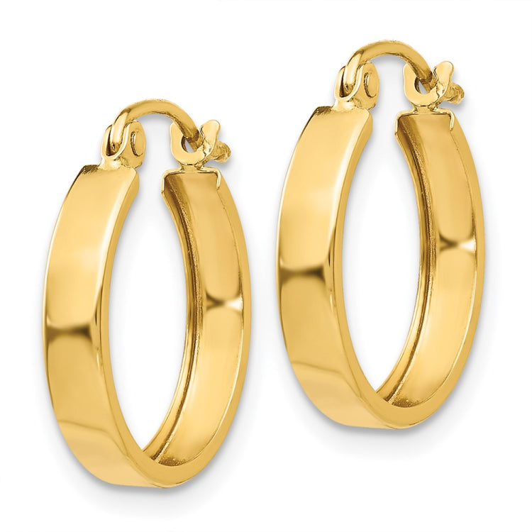 14k 3x14mm Polished Hoop Earrings