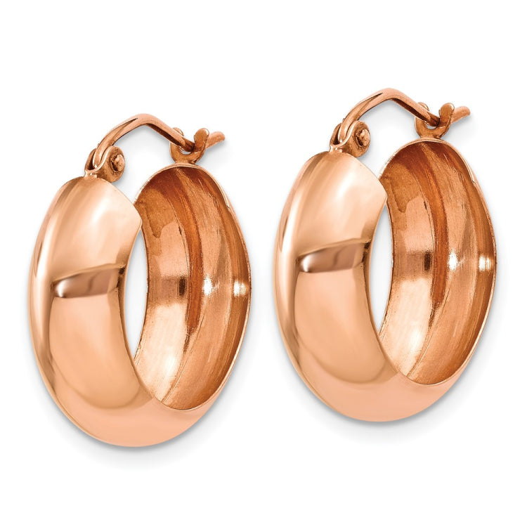14k Rose Gold 7x19mm Polished Hoop Earrings