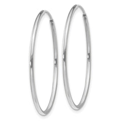14k White Gold 1.2x30mm Polished Endless Tube Hoop Earrings