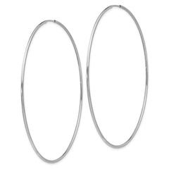 14k White Gold 1.2x69mm Polished Endless Tube Hoop Earrings