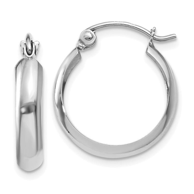 14k White Gold 3.5x14mm Polished Hoop Earrings