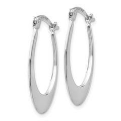14k White Gold 1x26mm Polished Tapered Oval Hoop Earrings
