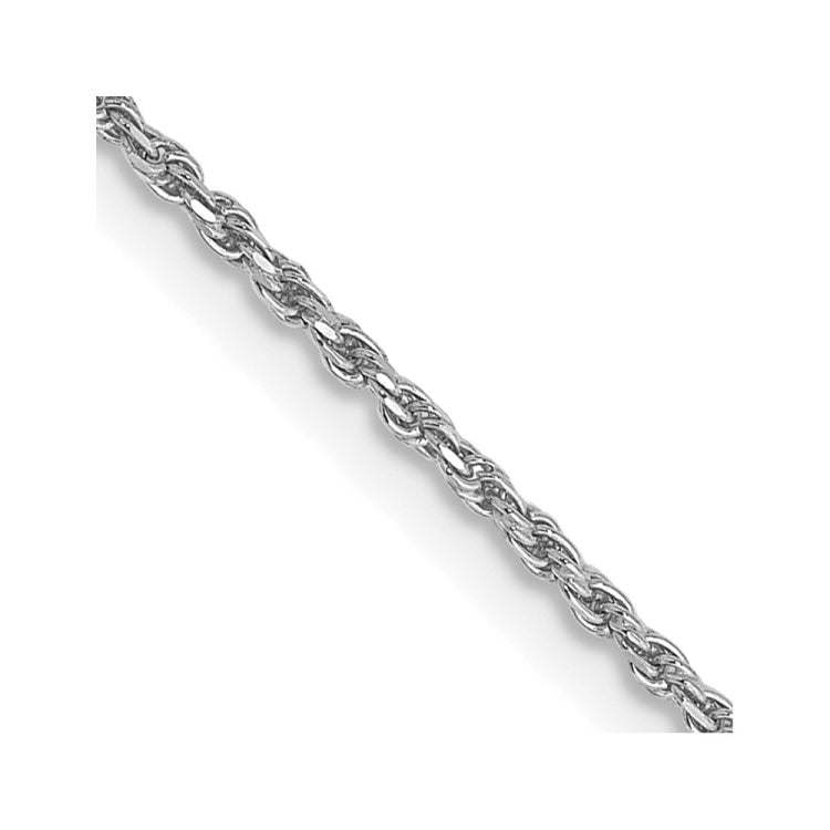 14K White Gold 16 inch 1.15mm Diamond-cut Machine Made Rope with Lobster Clasp Chain Chain