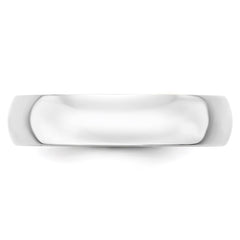 14k White Gold 5mm Lightweight Half Round Wedding Band Size 8.5