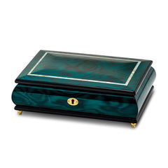 Luxury Giftware Green Walnut Burl Veneer with Mother of Pearl Inlay Locking Wooden (Plays Waltz of the Flowers) Music Box with Velveteen Lining