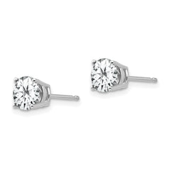 14k White Gold 6mm Round Cubic Zirconia Post Earrings