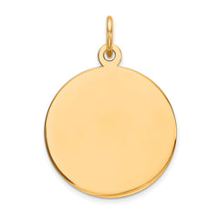 14k Plain .018 Gauge Round Engravable 17mm Disc Charm