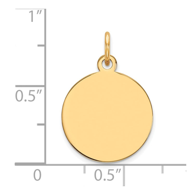 14k Plain .027 Gauge Round Engravable 15mm Disc Charm