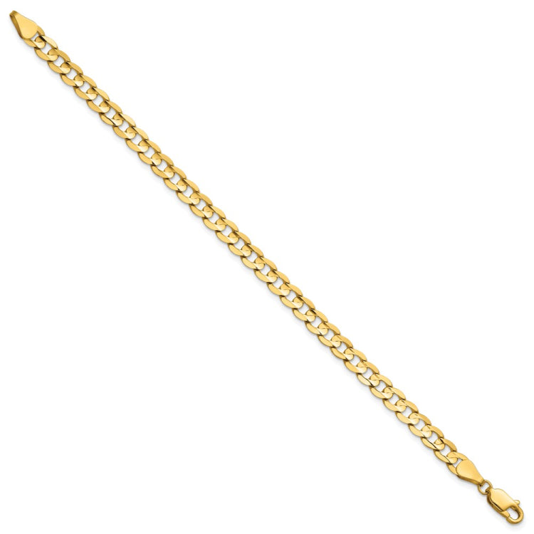 14K 8 inch 5.25mm Open Concave Curb with Lobster Clasp Bracelet
