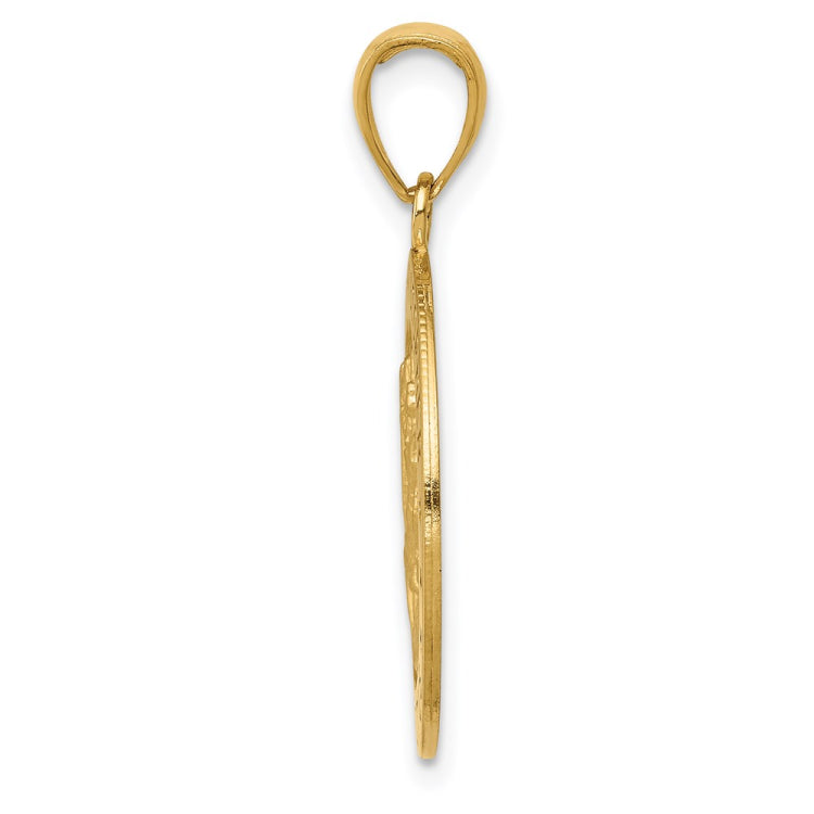 14k Polished and Satin Solid Saint Christopher Medal Pendant