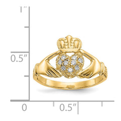 14ky 1/10ct AA Diamond Claddagh Ring