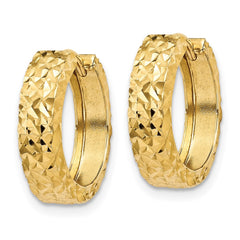 14k Diamond-cut Hinged Hoop Earrings