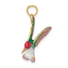 14k Enameled 3-D Hummingbird Pendant