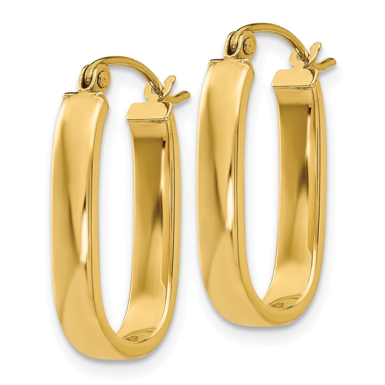 14k 3.5x22mm Polished Oval Tube Hoop Earrings
