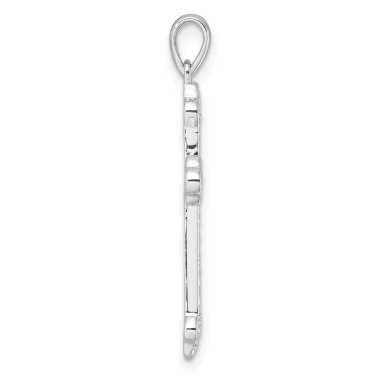 14k White Gold 1/10 carat Diamond Cross Pendant