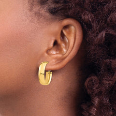 14k 7x24mm High Polished Oval Omega Back Tube Hoop Earrings