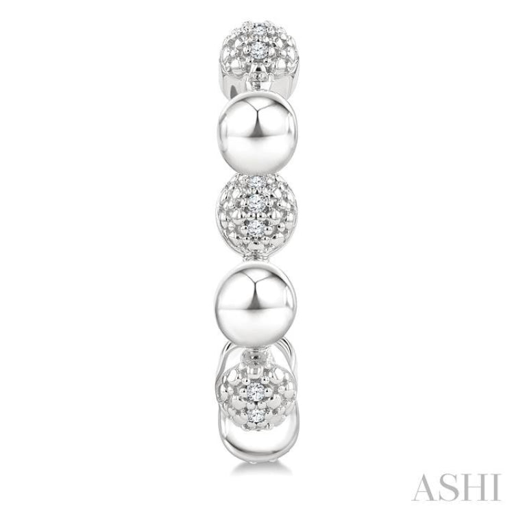 5 MM Bold Bead and 1/10 Ctw Round Cut Bead Bijoux Diamond Fashion Half Hoop Earrings in Sterling Silver