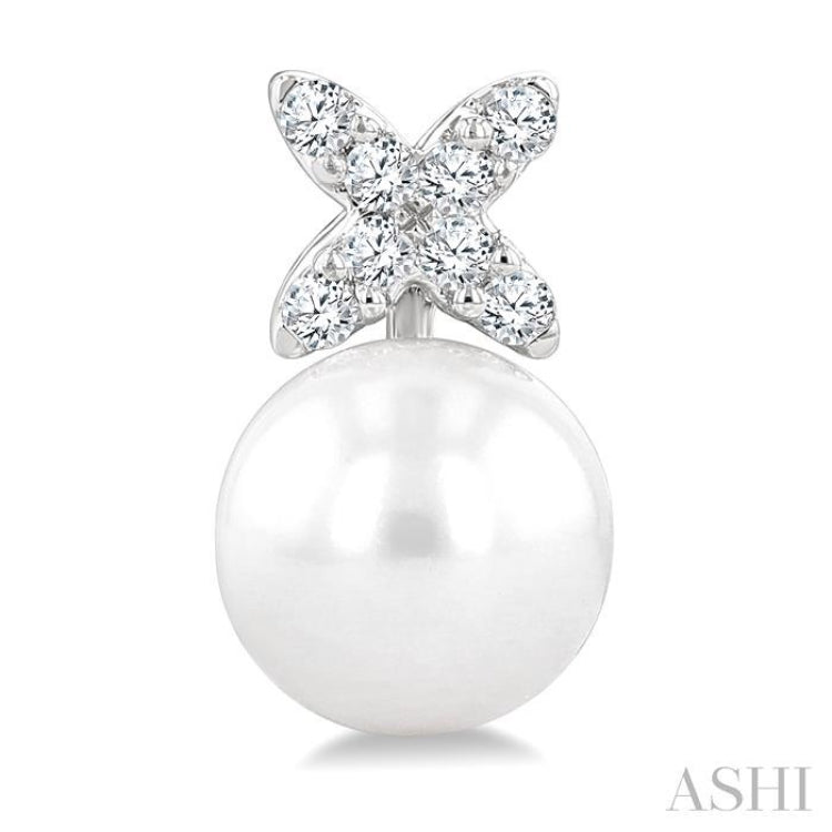 6MMRDWP .10CTRDDM FLORAL ER WG 14K-G*