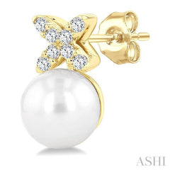 6MMRDWP .10CTRDDM FLORAL ER YG 14K-G*