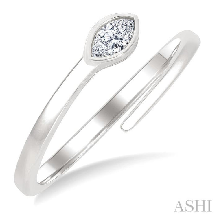 1/6 Ctw Bypass Bezel Set Marquise Cut Diamond Open Fashion Ring in 14K White Gold