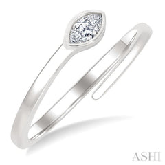 1/6 Ctw Bypass Bezel Set Marquise Cut Diamond Open Fashion Ring in 14K White Gold