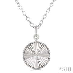 1/10 Ctw Round Fluted Medallion Round Cut Diamond Pirouette Pendant With Chain in Sterling Silver