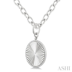 1/10 Ctw Round Fluted Medallion Round Cut Diamond Pirouette Pendant With Chain in Sterling Silver
