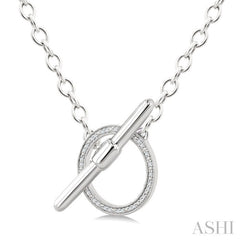 1/10 Ctw Circle Toggle Round Cut Diamond Fashion Necklace in Sterling Silver