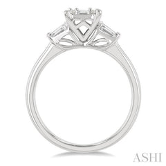 1/2 ctw Modern Rectangular Head Baguette and Round Cut Diamond Ladies Ring in 14K White Gold