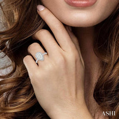 1 Ctw Round Cut Lovebright Diamond Pear Shape Ring in 14K White Gold