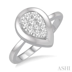 1/3 ctw Pear Shape Diamond Lovebright Ring in 14K White Gold