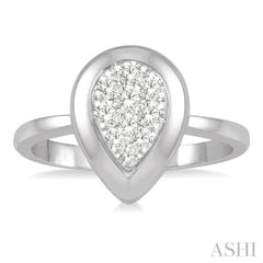 1/3 ctw Pear Shape Diamond Lovebright Ring in 14K White Gold