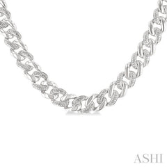 1/4 Ctw Single Cut Diamond Curb & Cuban Necklace in Sterling Silver