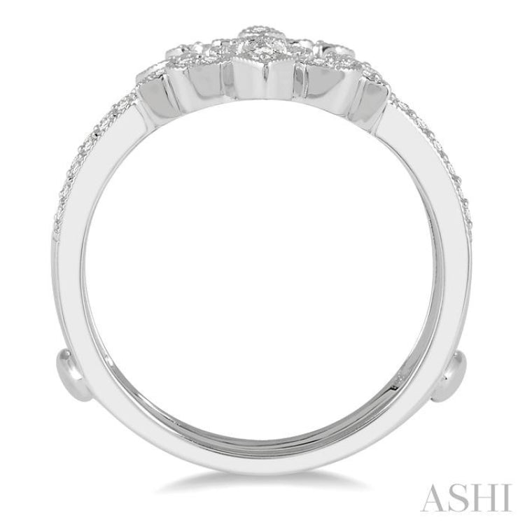 1/4 ctw Marquise Fleur De Lis Round Cut Diamond Insert Ring in 14K White Gold