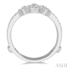 1/4 ctw Marquise Fleur De Lis Round Cut Diamond Insert Ring in 14K White Gold