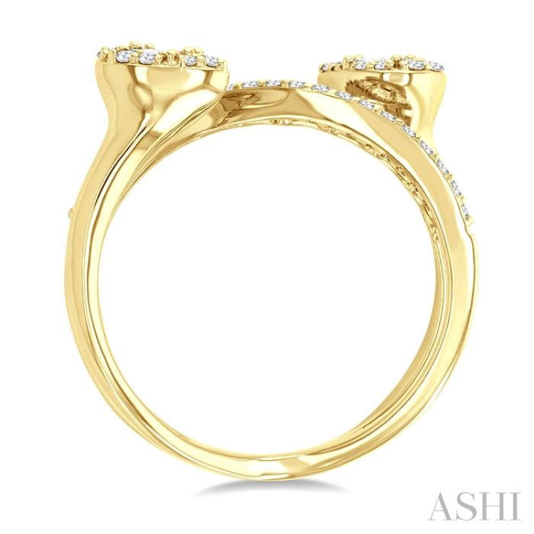 3/4 Ctw Pear Shape Fusion Baguette and Round Cut Diamond Fashion Wrap Ring in 14K Yellow Gold