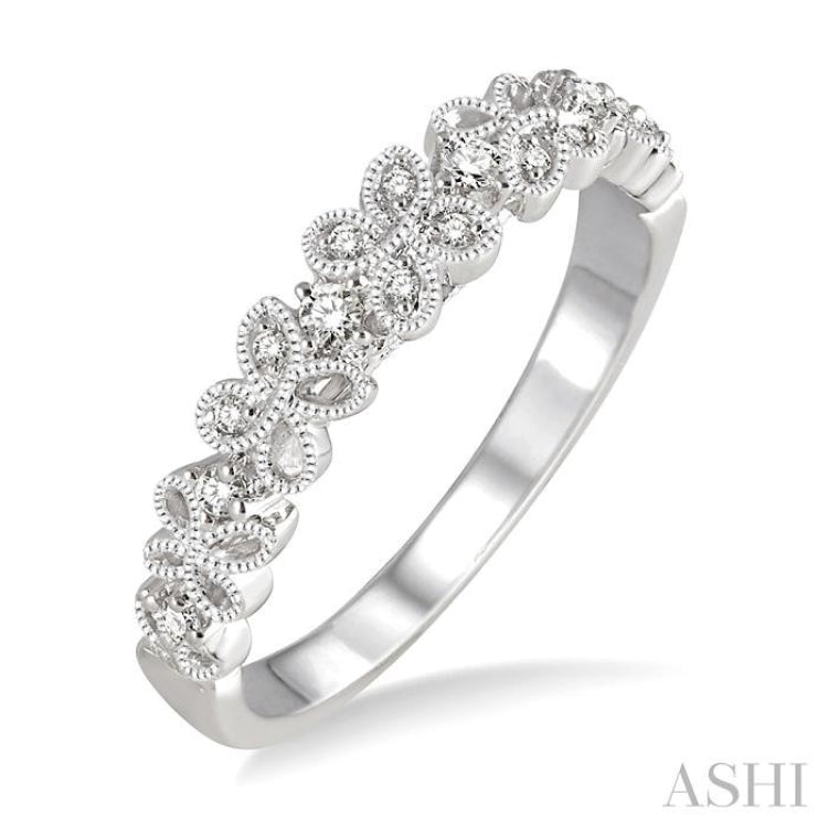 1/10 ctw Round Cut Diamond Wedding Band in 14K White Gold