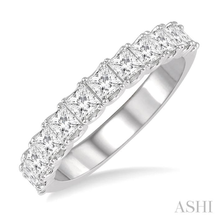1 1/5 ctw Princess Cut Diamond Matching Wedding Band in 14K White Gold