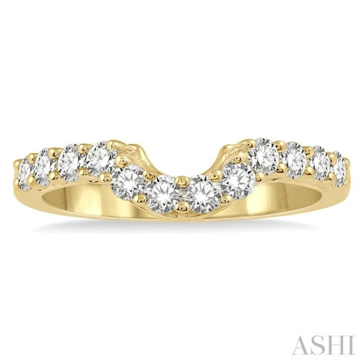 1/2 Ctw U-Drop Round Cut Diamond Wedding Band in 14K Yellow Gold